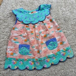Matilda Jane Flamingo Ponds Ruffle Dress Toddler Girls 18-24 Months